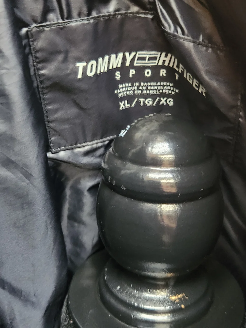 Tommy Hilfiger Black Puffer Jacket with Red Trim